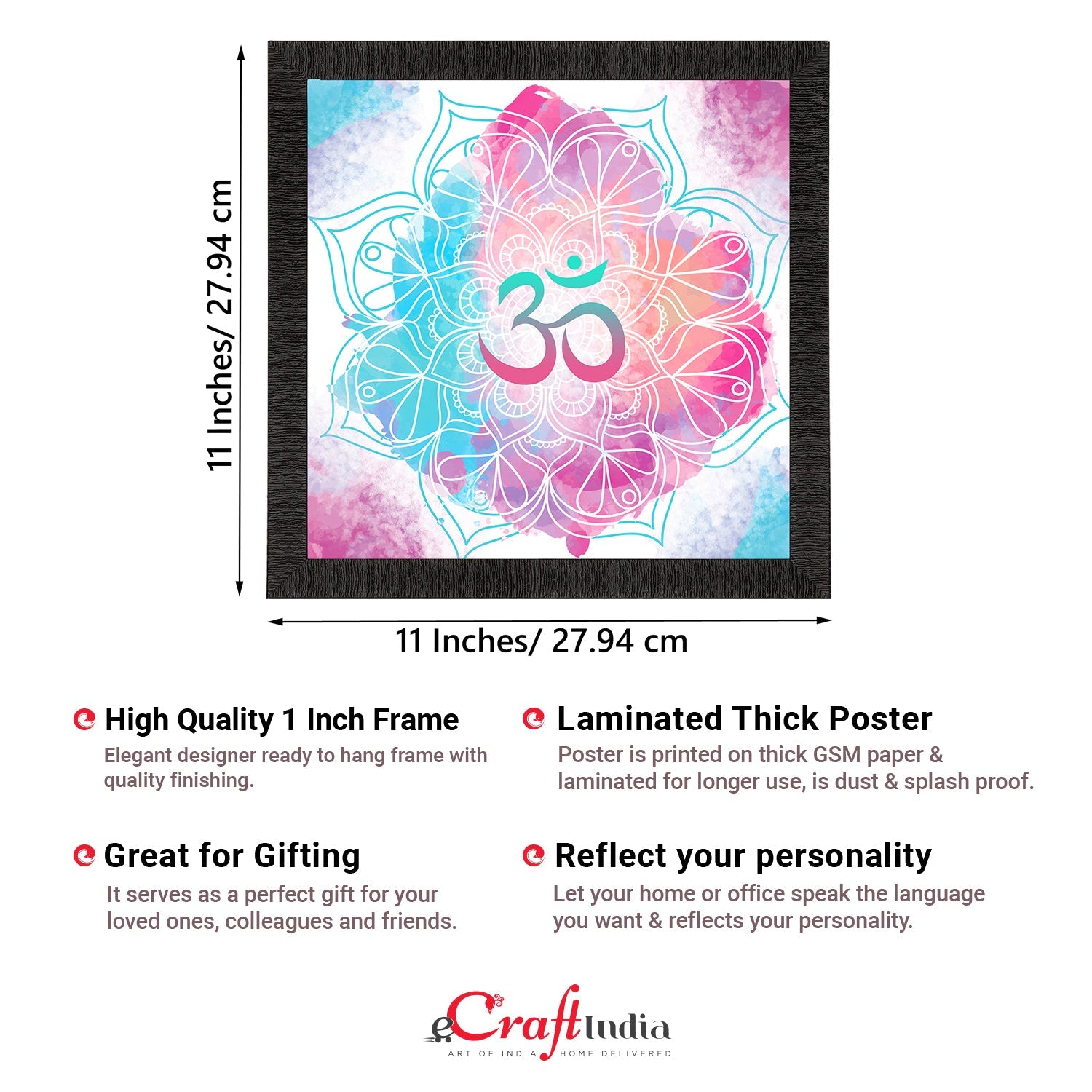 Om Symbol Satin Matt Textured UV Art Painting Kafalo