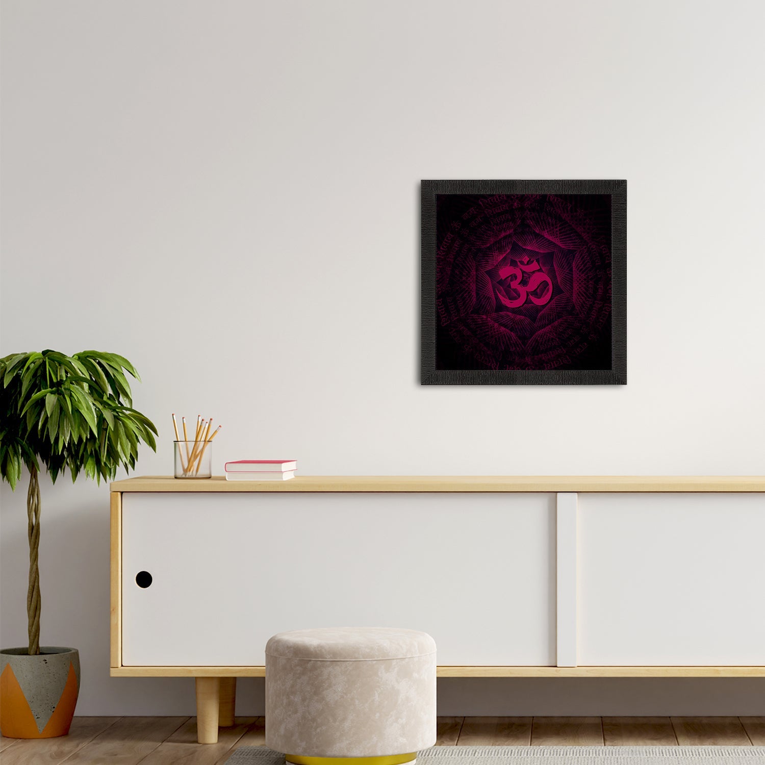 Om Symbol Satin Matt Textured UV Art Painting Kafalo