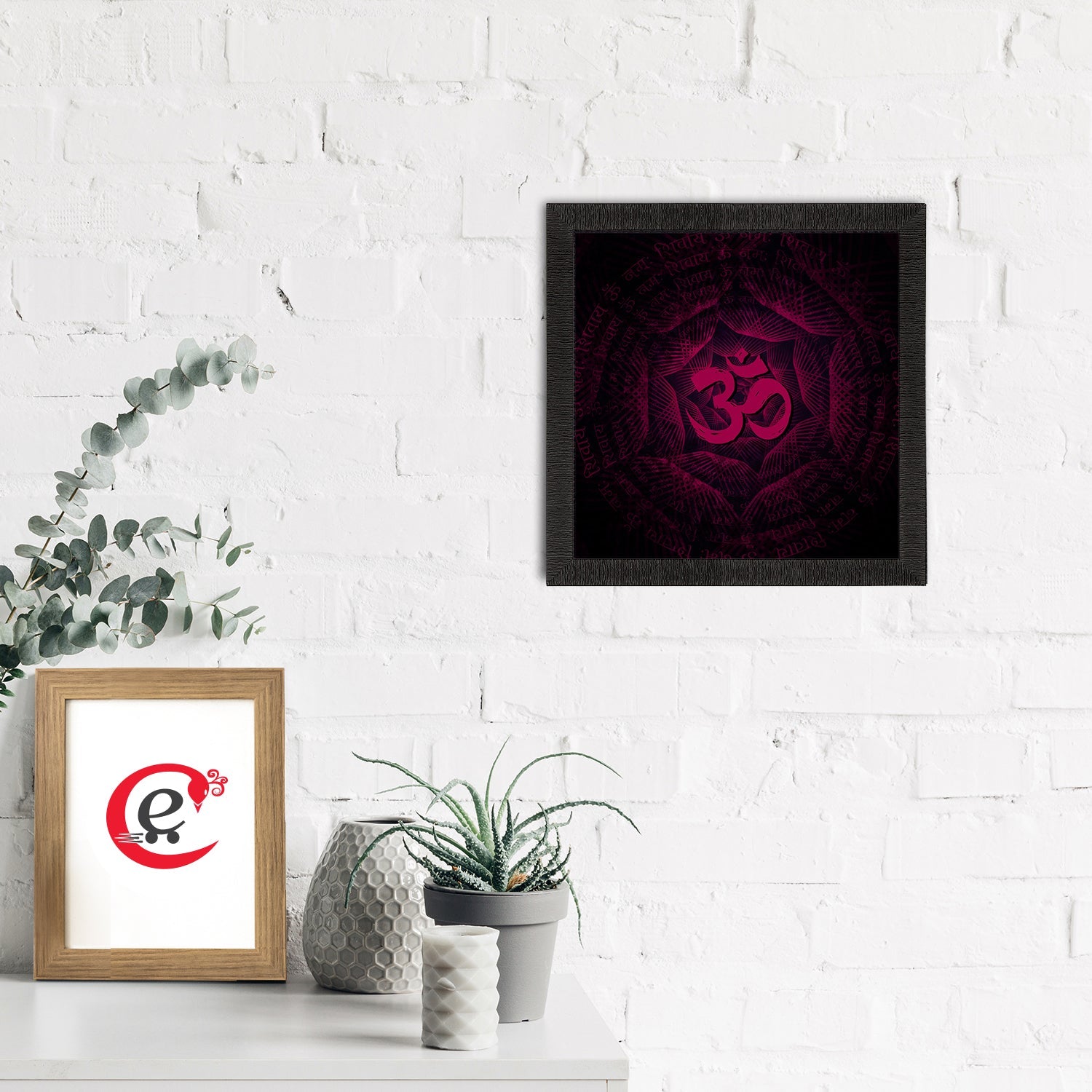 Om Symbol Satin Matt Textured UV Art Painting Kafalo