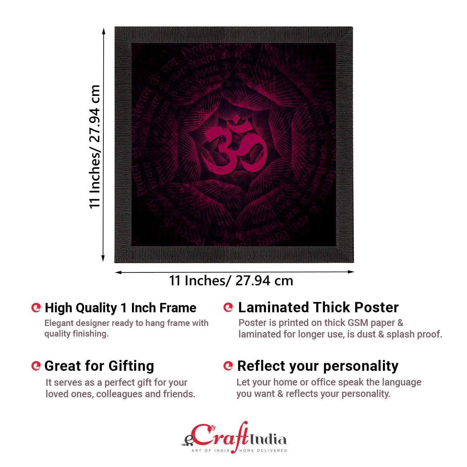 Om Symbol Satin Matt Textured UV Art Painting Kafalo