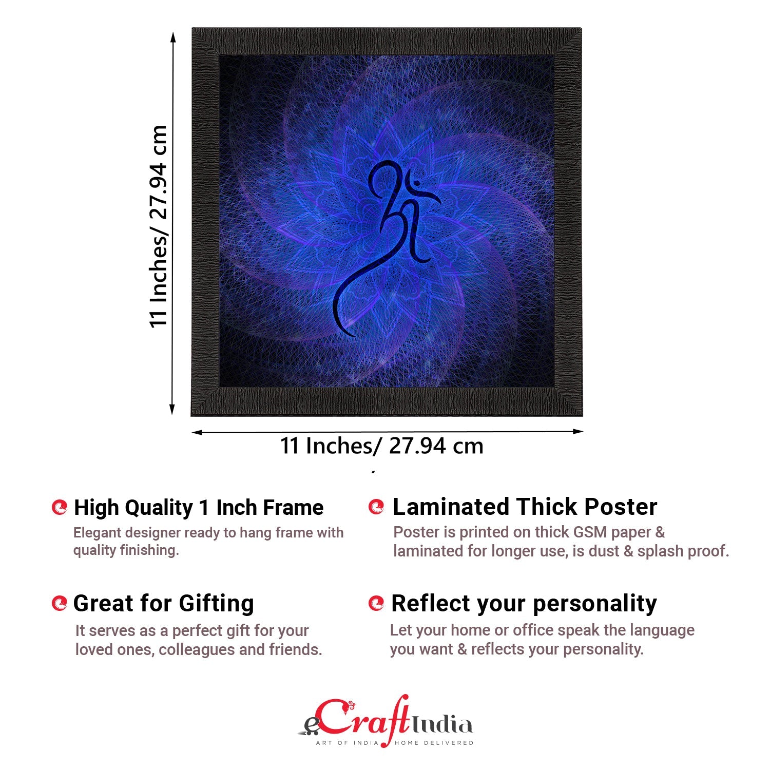 Om Symbol Satin Matt Textured UV Art Painting Kafalo
