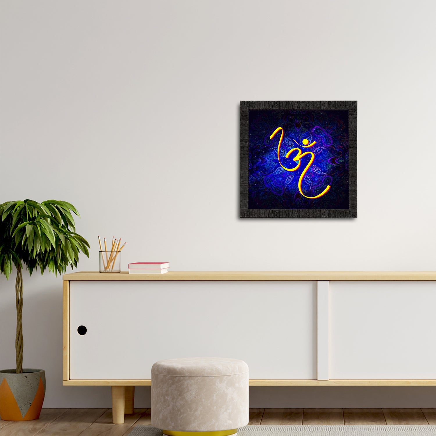 Om Symbol Satin Matt Textured UV Art Painting Kafalo