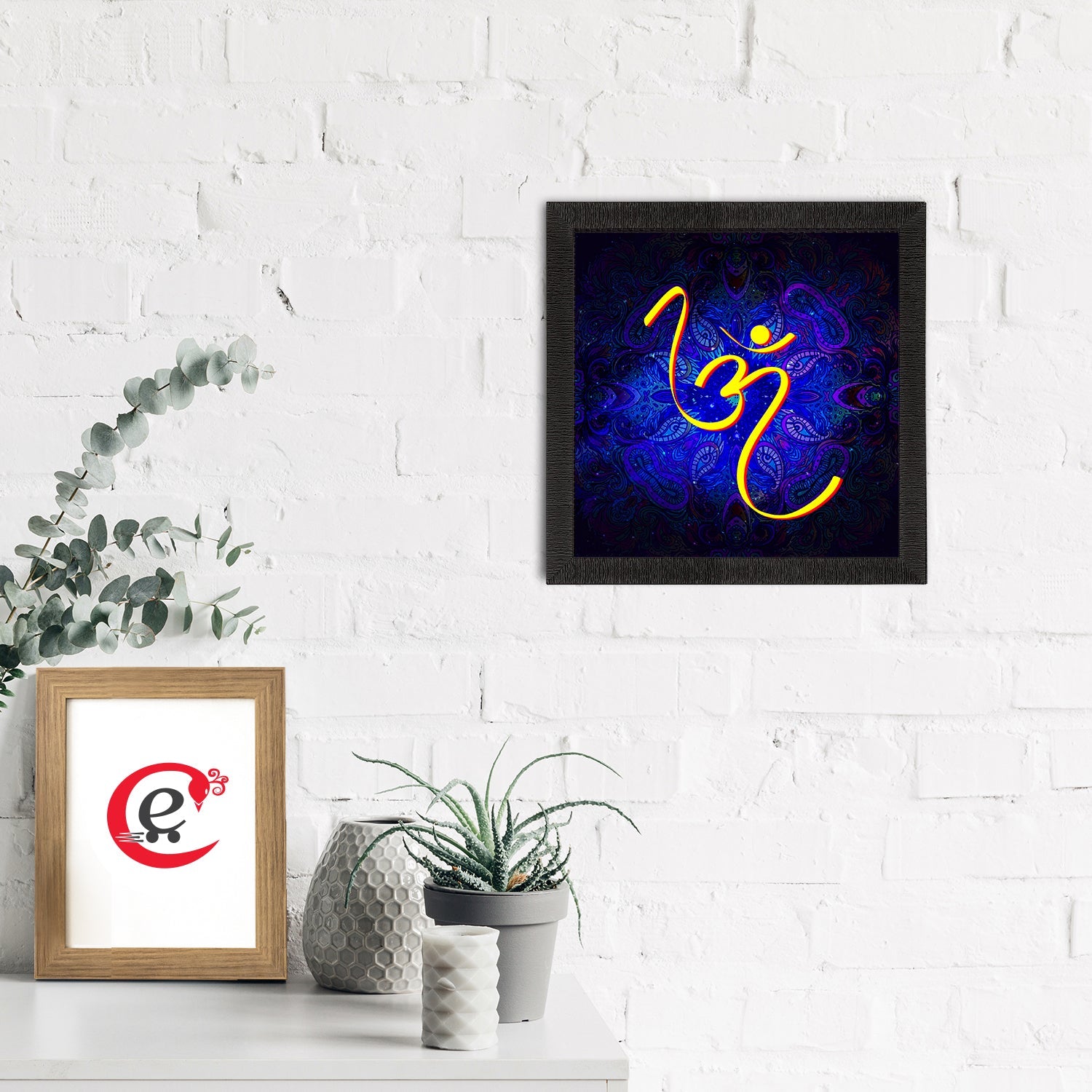 Om Symbol Satin Matt Textured UV Art Painting Kafalo