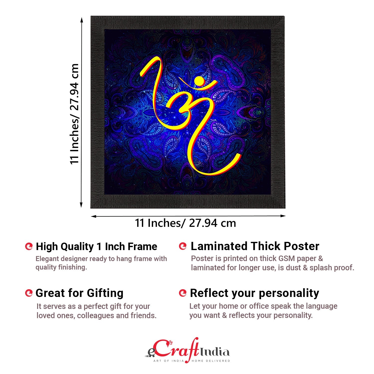 Om Symbol Satin Matt Textured UV Art Painting Kafalo