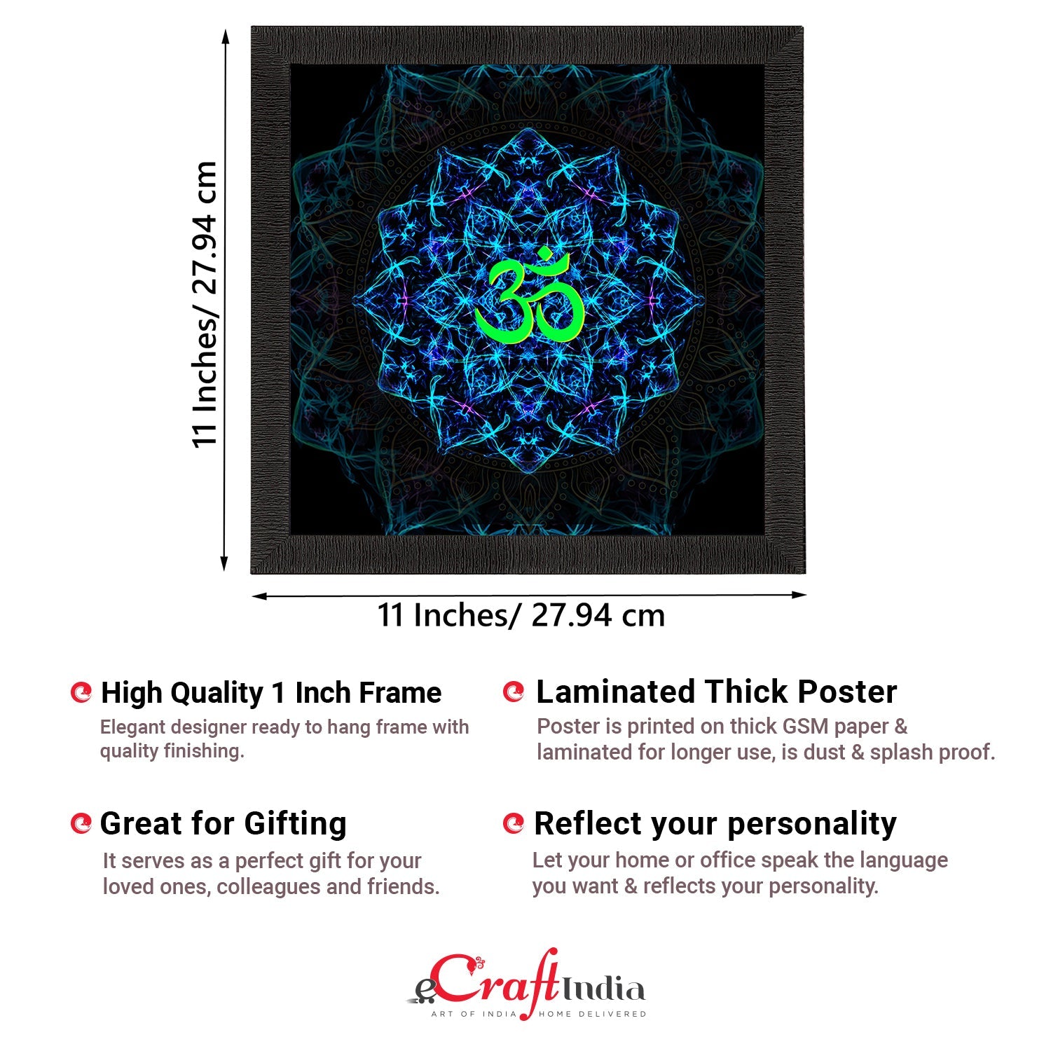 Om Symbol Satin Matt Textured UV Art Painting Kafalo