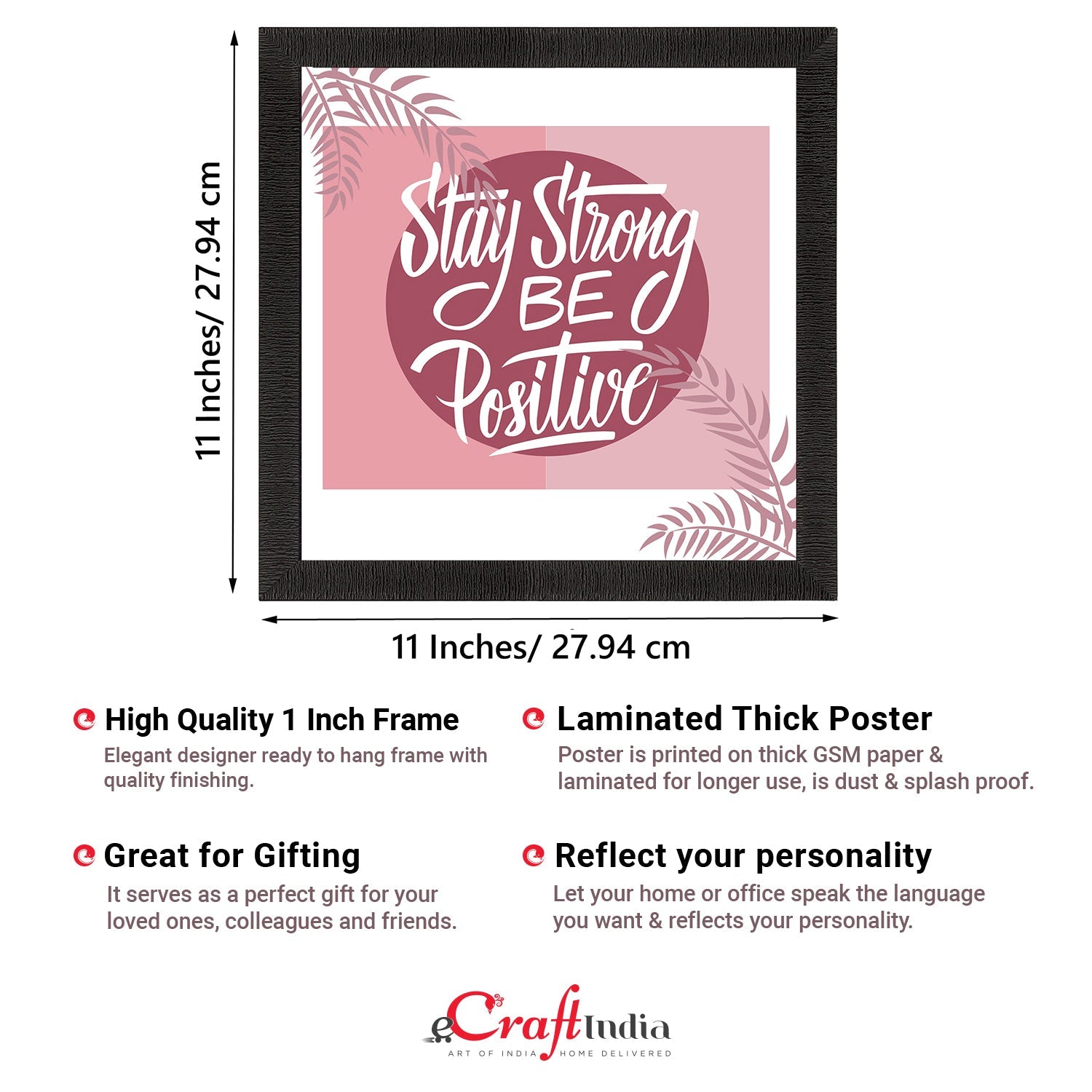 "Stay Strong Be Positive" Motivational Quote Satin Matt Texture UV Art Painting Kafalo