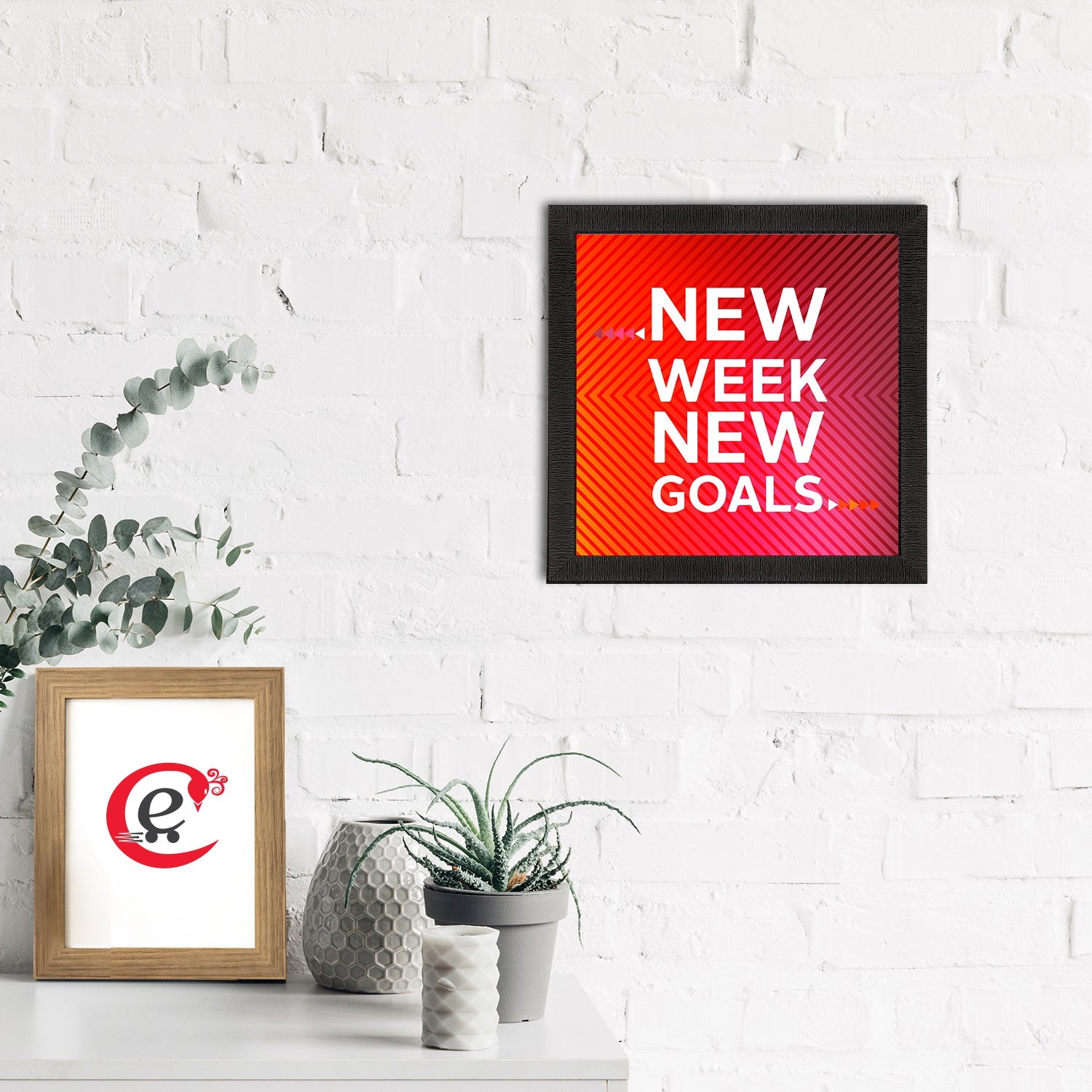 "New Week New Goals" Motivational Quote Satin Matt Texture UV Art Painting Kafalo