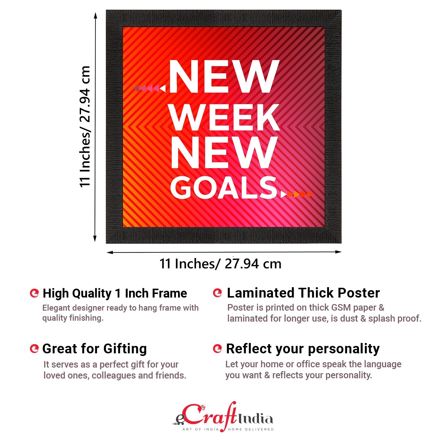 "New Week New Goals" Motivational Quote Satin Matt Texture UV Art Painting Kafalo