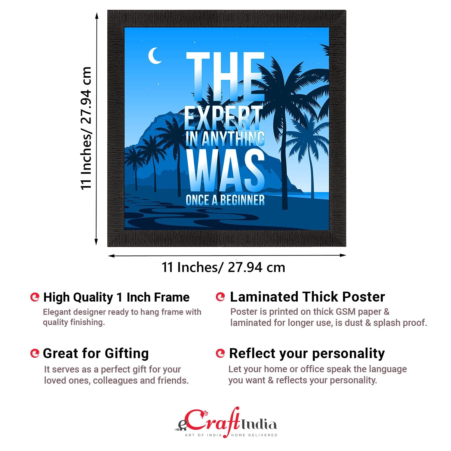 "The Expert in Anything Was Once a Beginner" Motivational Quote Satin Matt Texture UV Art Painting Kafalo