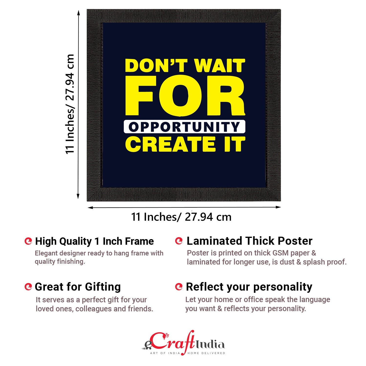 "Don’t Wait For Opportunity Create It "Motivational Quote Satin Matt Texture UV Art Painting Kafalo