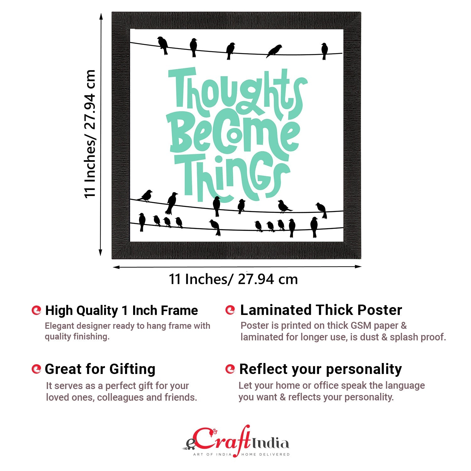 "Thoughts Become Things "Motivational Quote Satin Matt Texture UV Art Painting Kafalo