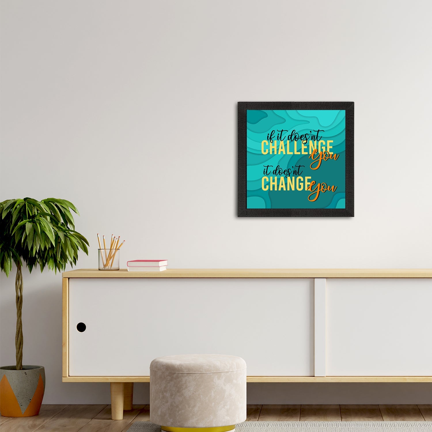 "If it Doesn’t Challenge You It Doesn’t Change You" Motivational Quote Satin Matt Texture UV Art Painting Kafalo