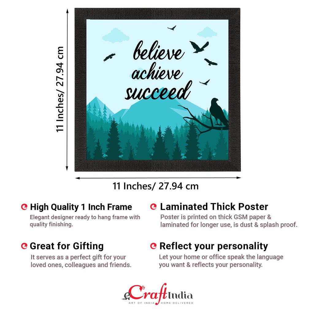 "Believe Achieve Succeed" Motivational Quote Satin Matt Texture UV Art Painting Kafalo