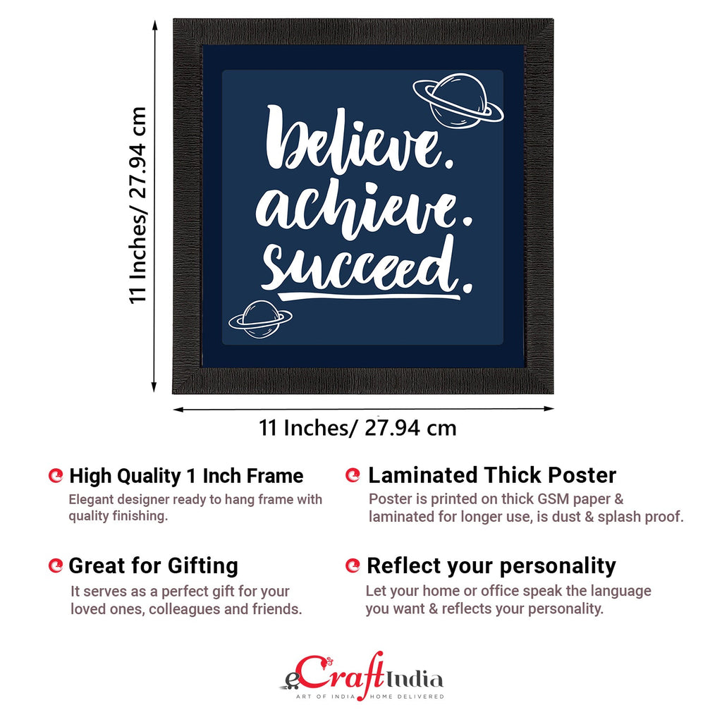 "Believe Achieve Succeed" Motivational Quote Satin Matt Texture UV Art Painting Kafalo