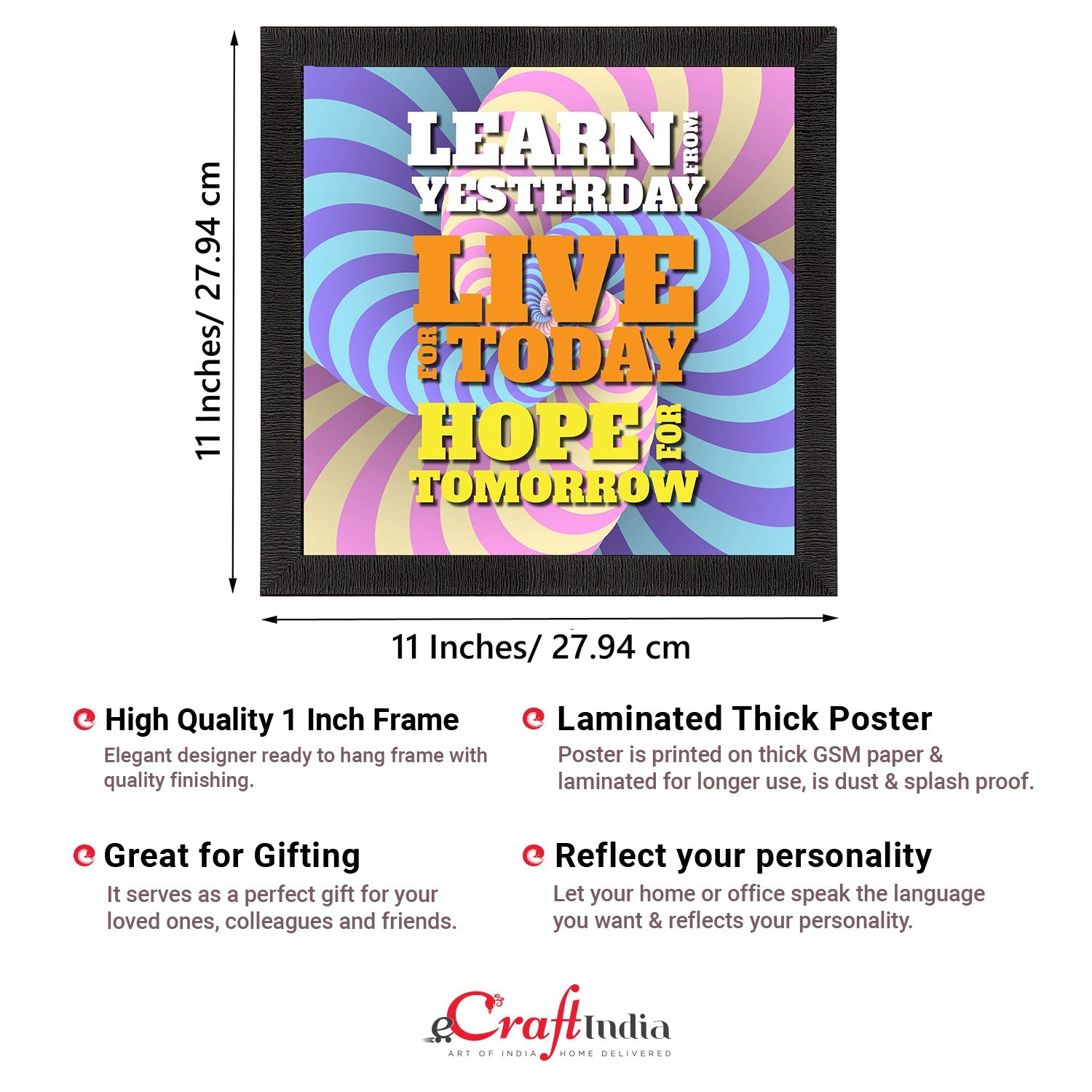 "Learn From Yesterday Live For Today Hope For Tomorrow" Motivational Quote Satin Matt Texture UV Art Painting Kafalo