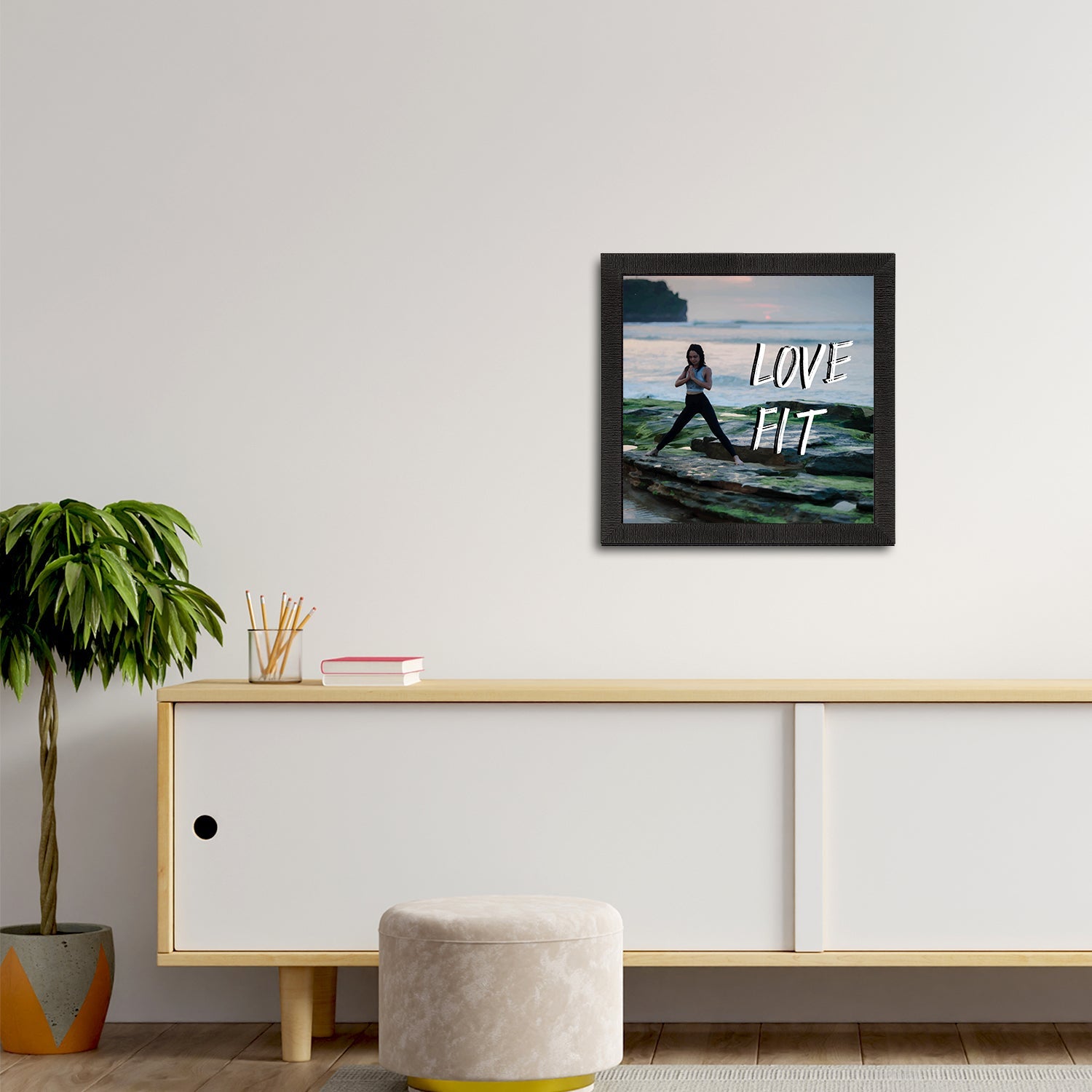"Love Fit" Motivational Quote Satin Matt Texture UV Art Painting Kafalo