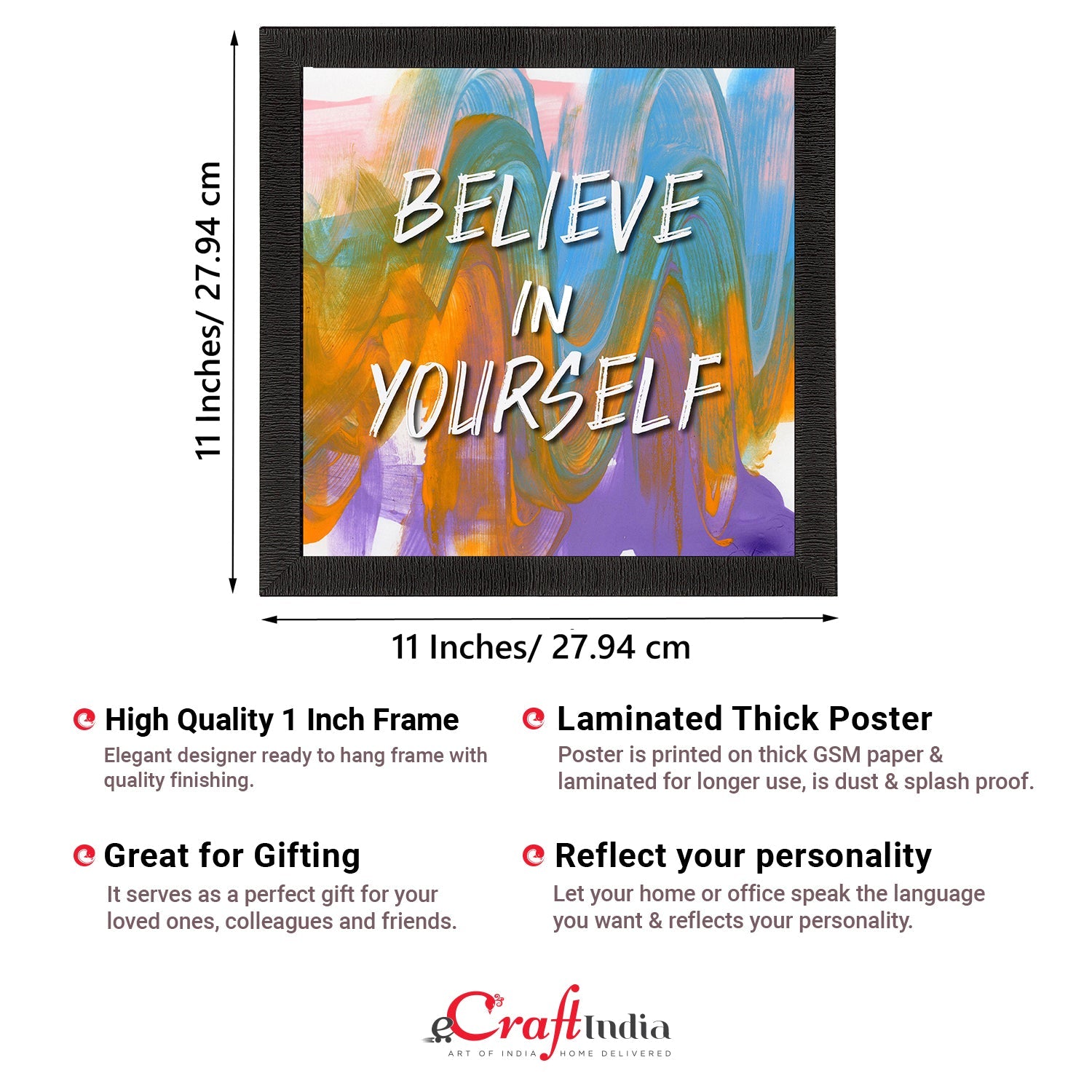 "Believe In Yourself" Quotes Satin Matt Texture UV Art Painting Kafalo