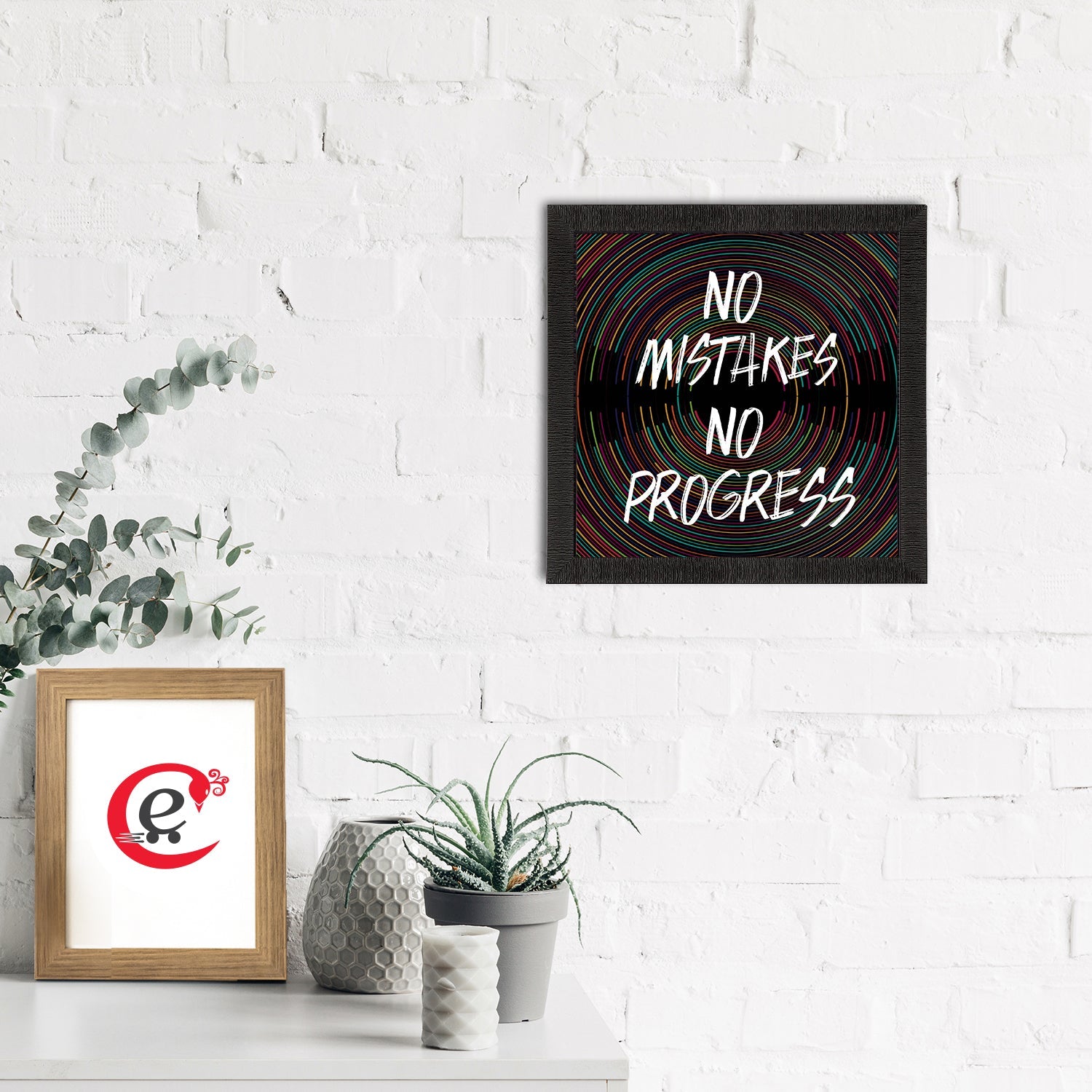 "No Mistakes No Progress" Motivational Quote Satin Matt Texture UV Art Painting Kafalo