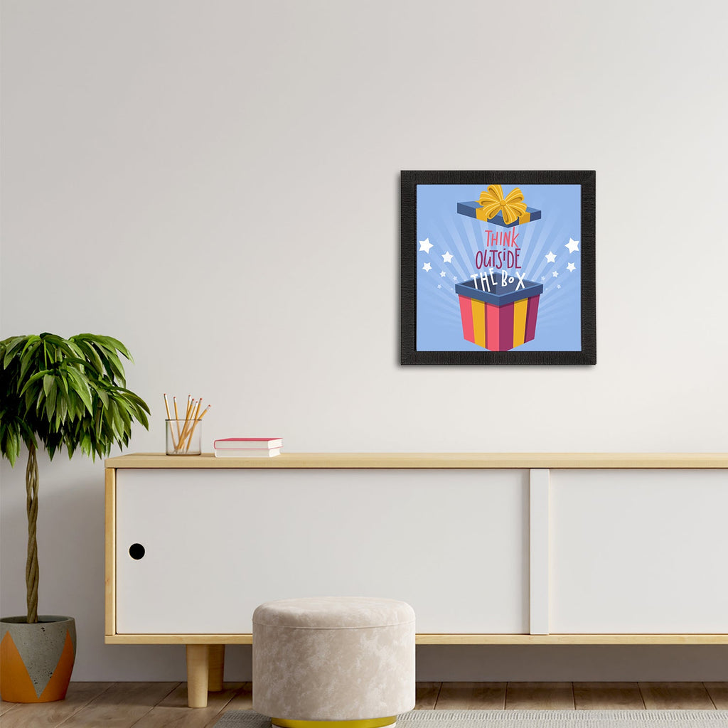 "Think Outside The Box" Motivational Quote Satin Matt Texture UV Art Painting Kafalo