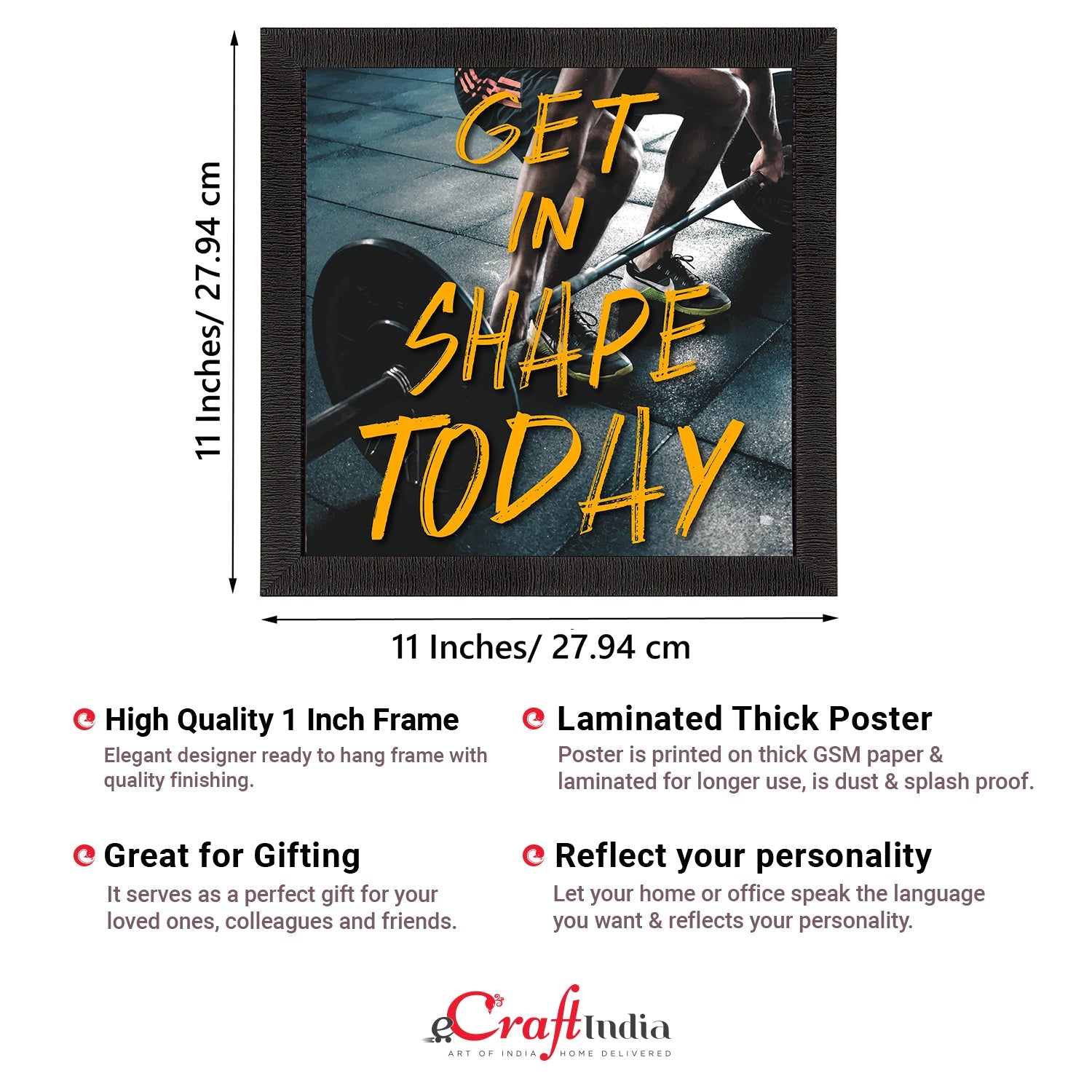 "Get In Shape Today" Motivational Quote Satin Matt Texture UV Art Painting Kafalo