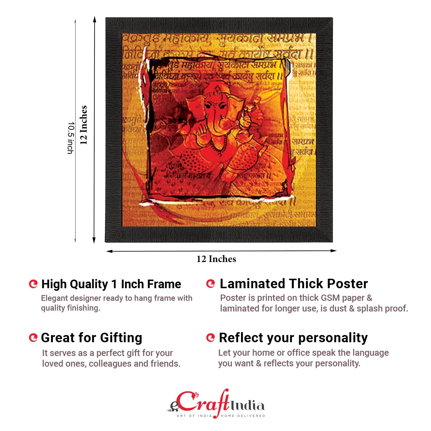 Lord Ganesha Textured UV Art Painting Kafalo