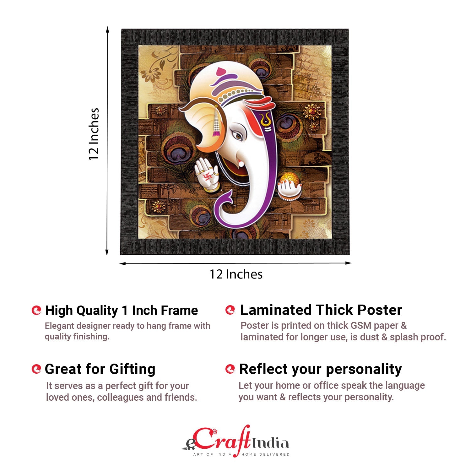 Lord Ganesha Satin Matt Texture UV Art Painting Kafalo