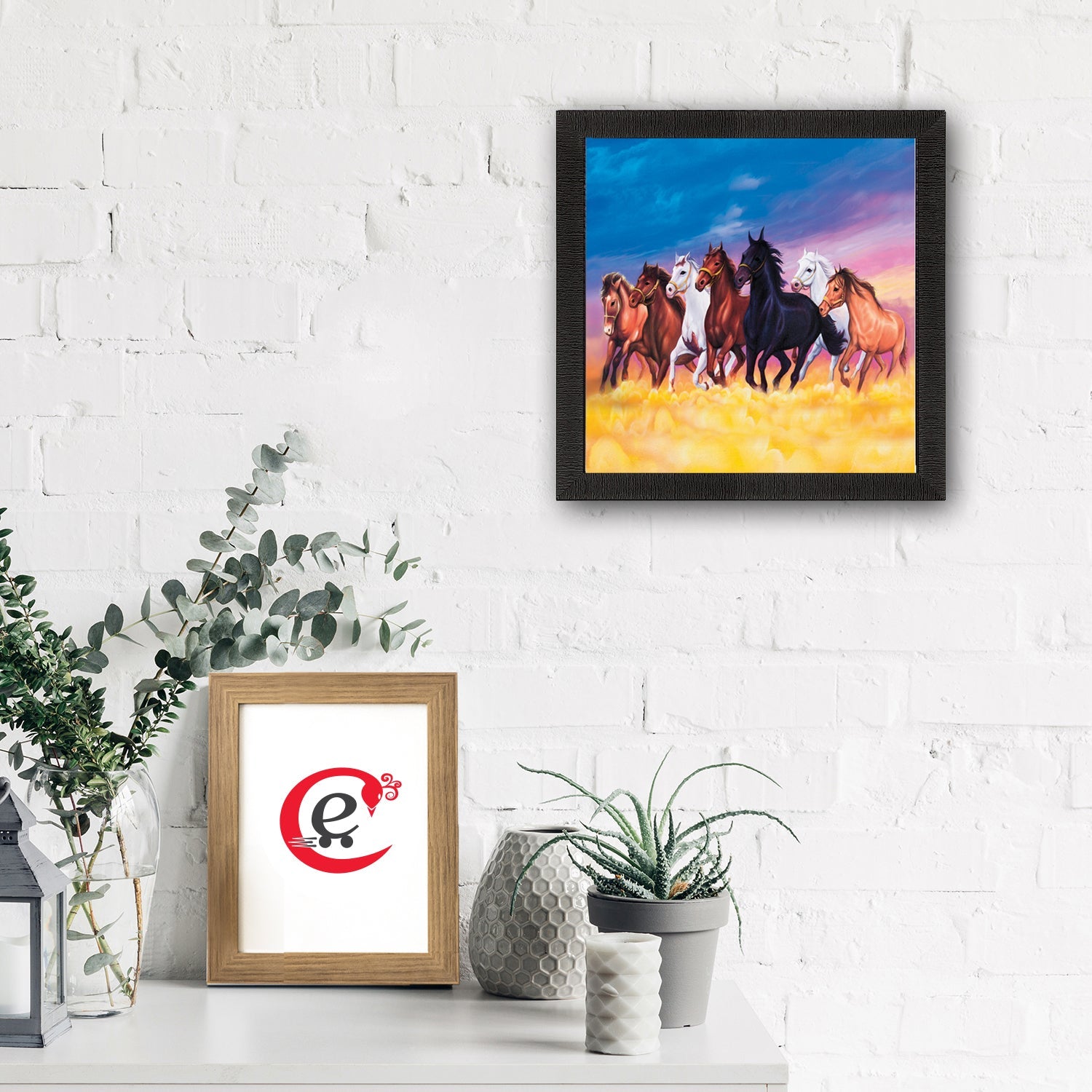 Seven Running Horses Painting Digital Printed Animal Wall Art Kafalo
