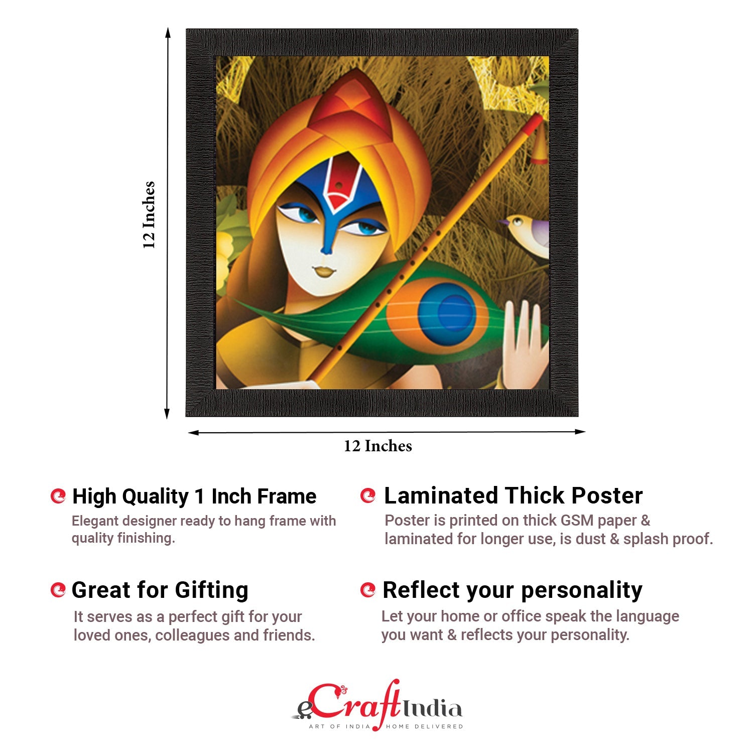 Lord Krishna Satin Matt Texture UV Art Painting Kafalo