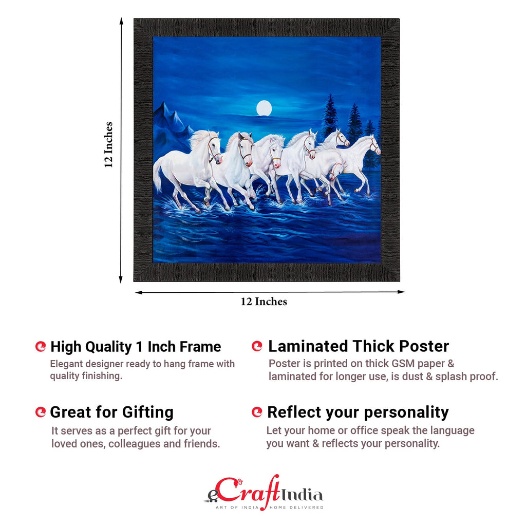 Seven White Running Horses Painting Digital Printed Animal Wall Art Kafalo