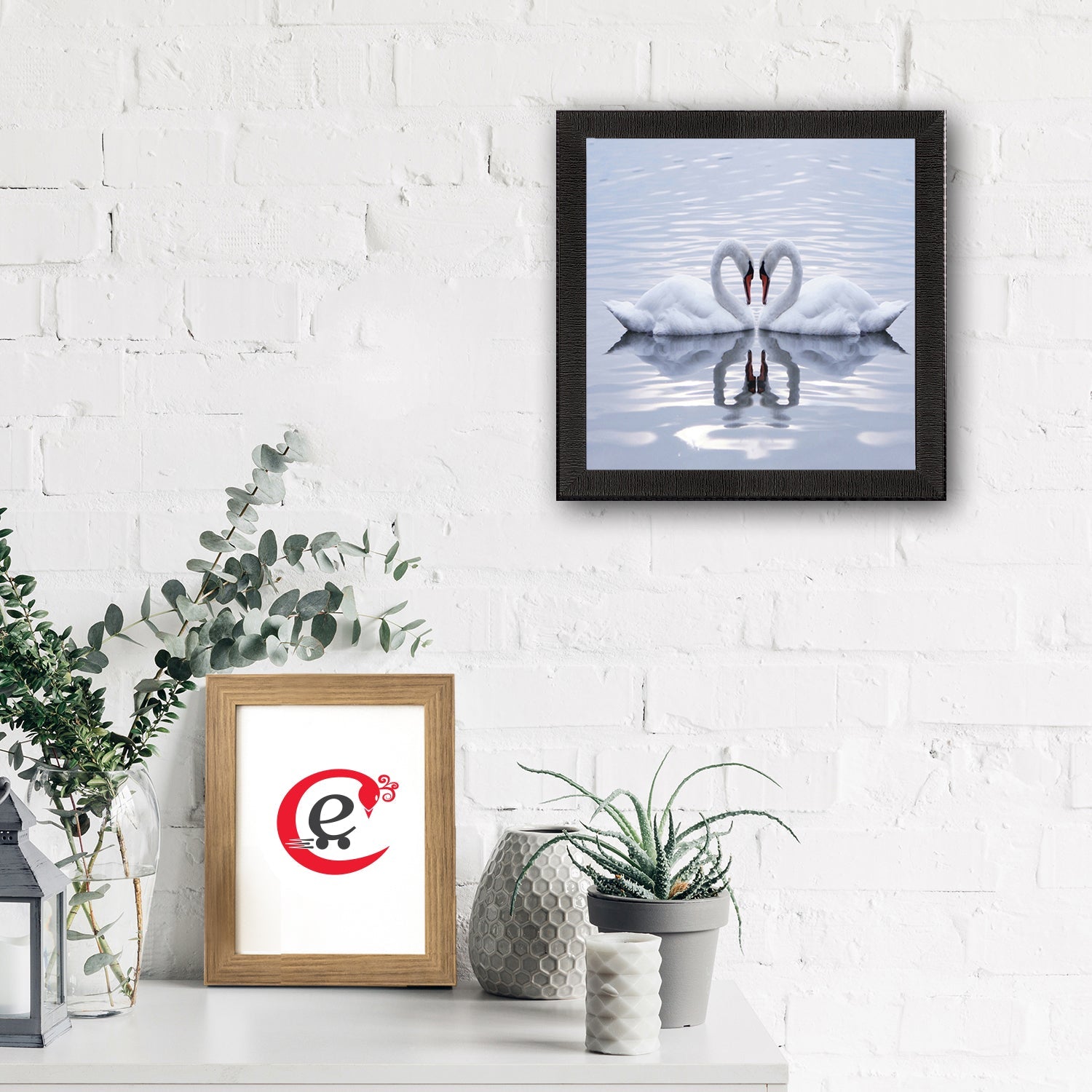 Beautiful Swan Matt Textured UV Art Painting Kafalo