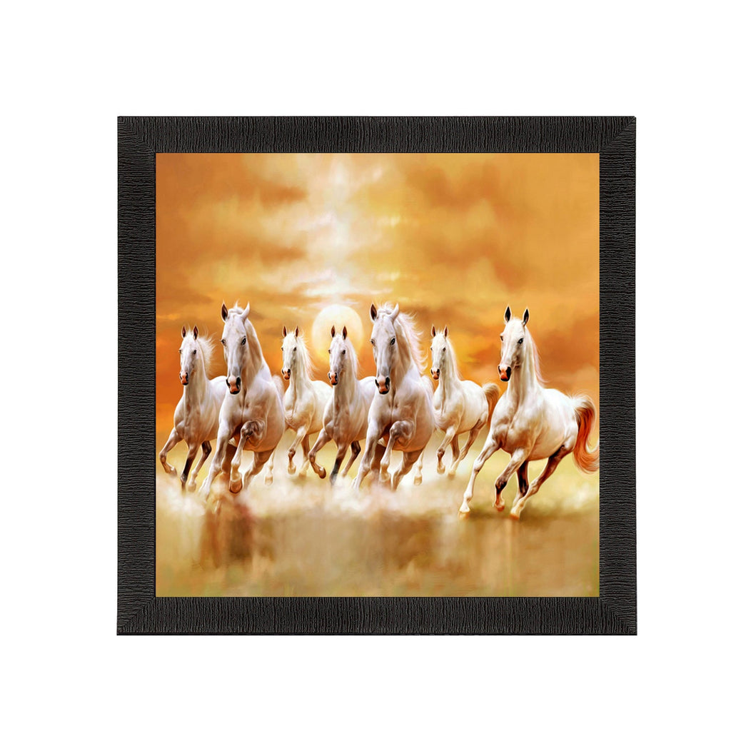 Seven White Running Horses Painting Digital Printed Animal Wall Art Kafalo