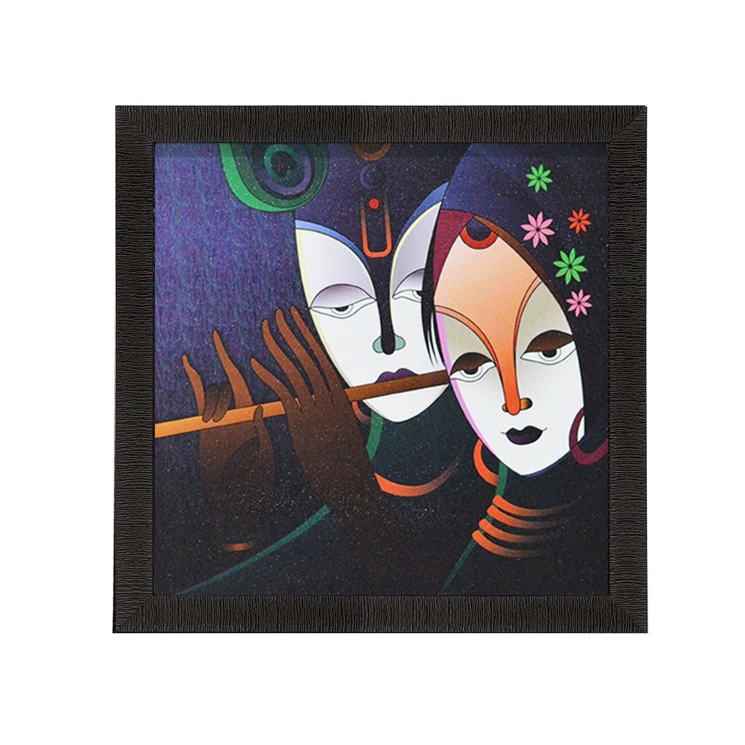 Radha Krishna Painting Digital Printed Abstract Religious Wall Art Kafalo