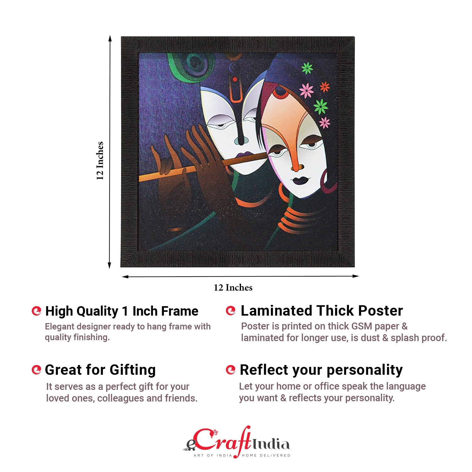 Radha Krishna Painting Digital Printed Abstract Religious Wall Art Kafalo