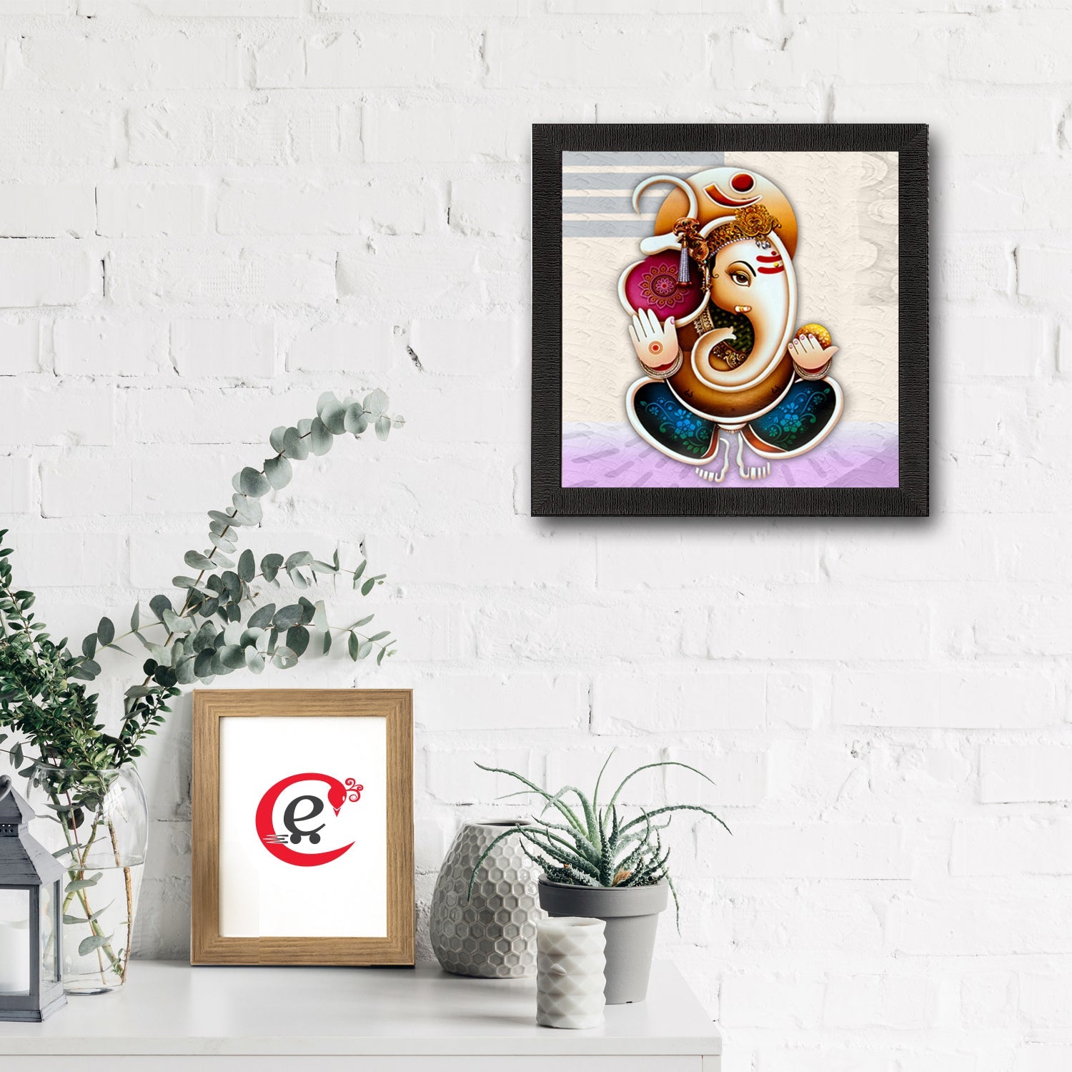 Best Om Ganesha Painting Digital Printed Religious Wall Art Kafalo