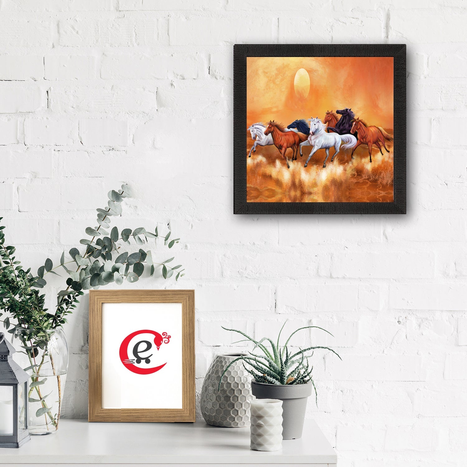 Seven Running Horses Painting Digital Printed Animal Wall Art Kafalo