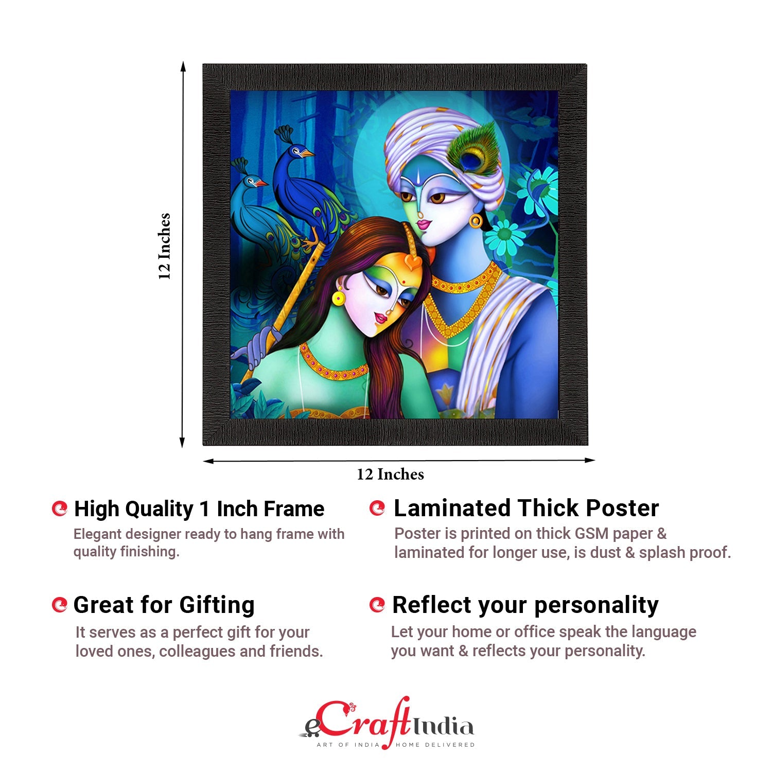 Radha Krishna Painting Digital Printed Religious Wall Art Kafalo
