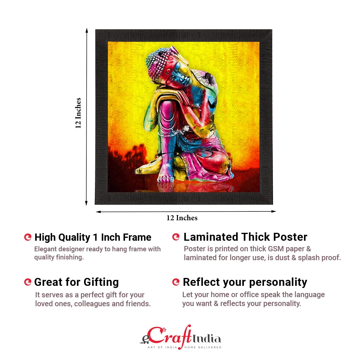 Resting Buddha On Knee Painting Digital Printed Religious Wall Art Kafalo