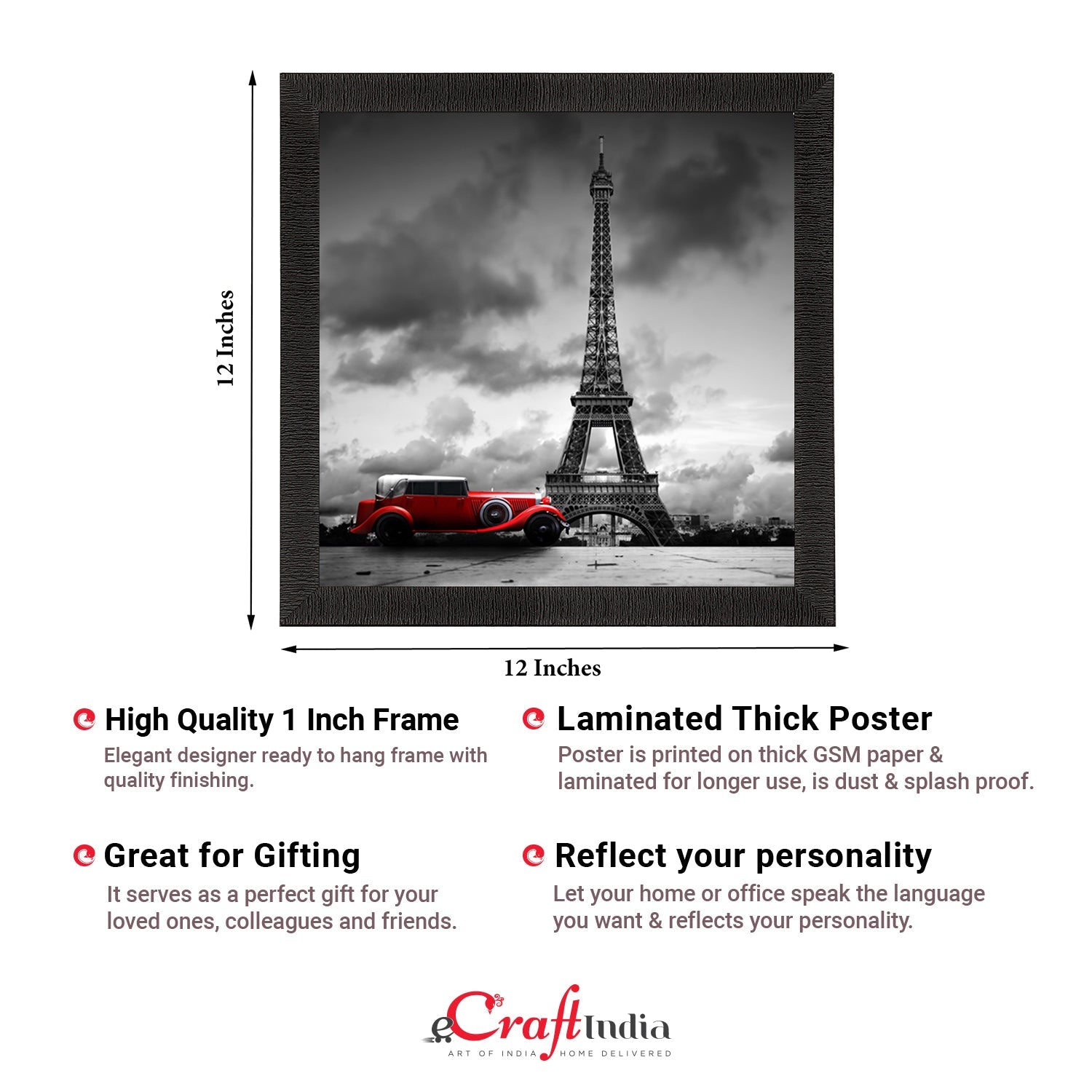 Eiffel Tower Design Satin Matt Texture UV Art Painting Kafalo