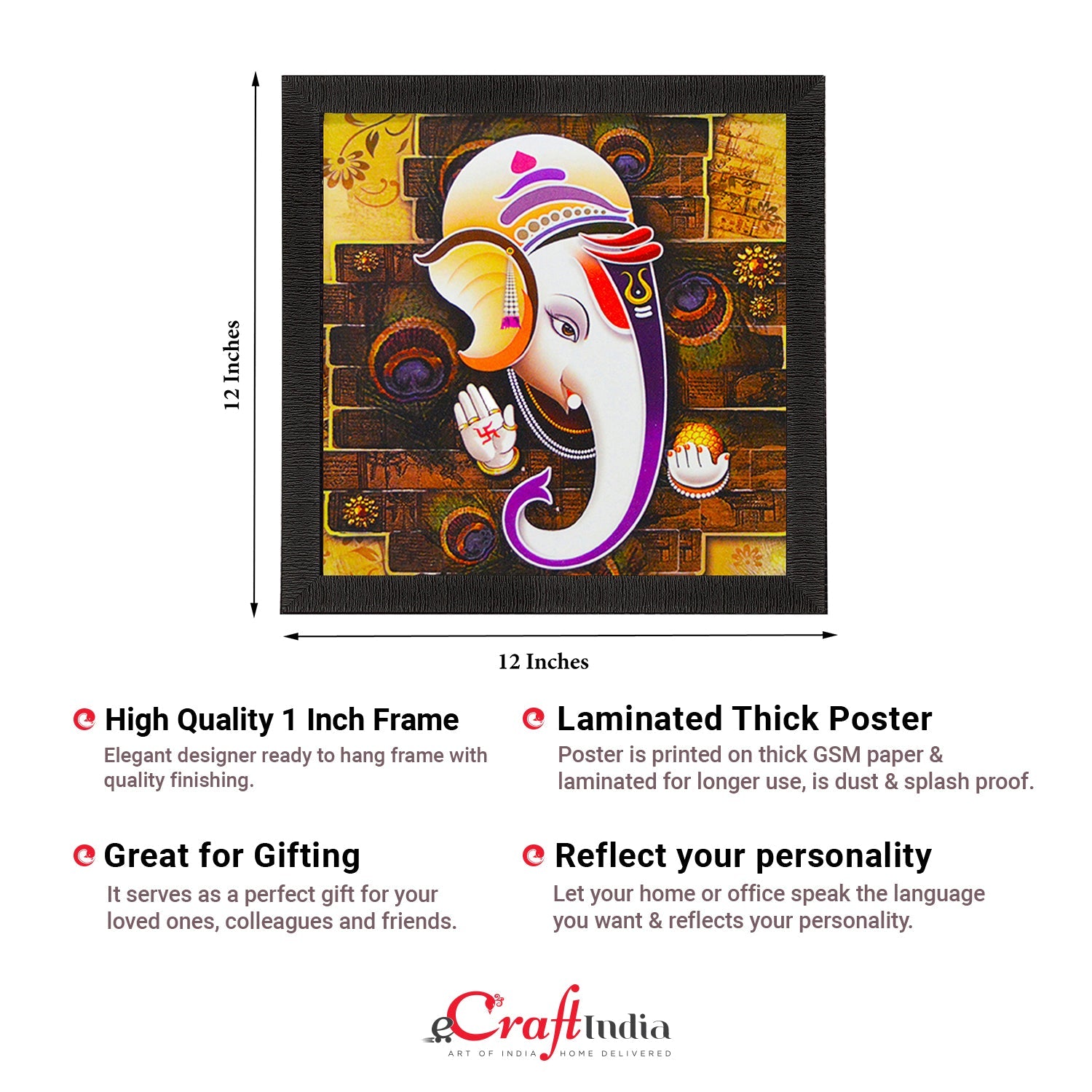 Lord Ganesha Satin Matt Texture UV Art Painting Kafalo