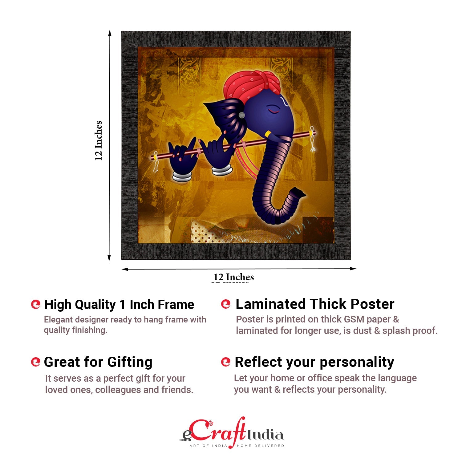 Lord Ganesha Satin Matt Texture UV Art Painting Kafalo