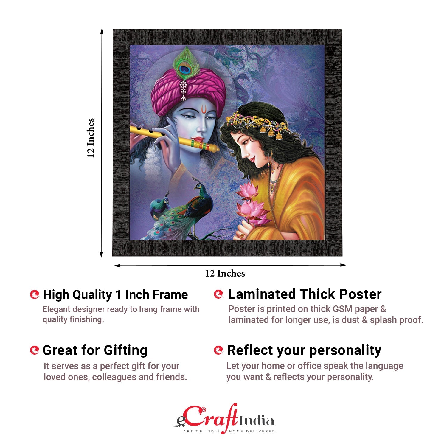 Abstract Radha Krishna Satin Matt Texture UV Art Painting Kafalo