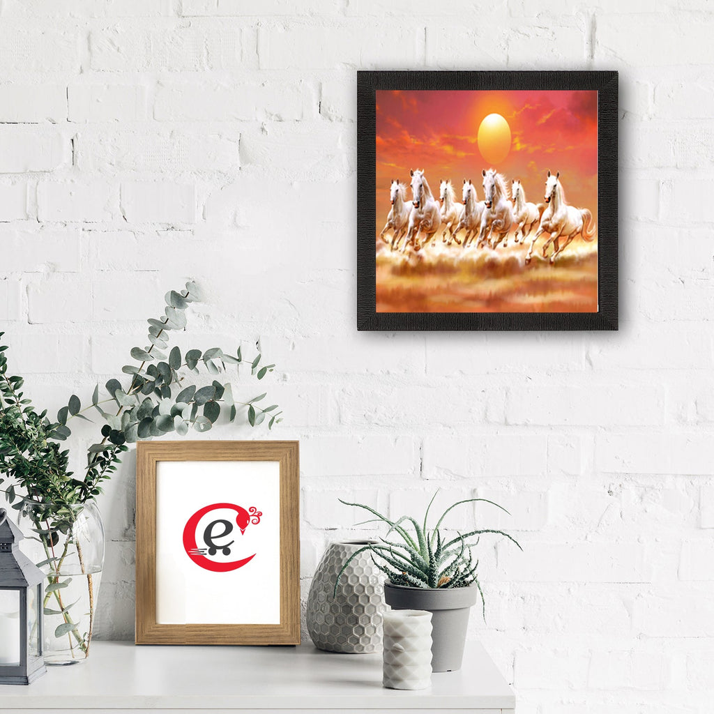 Seven White Running Horses Painting Digital Printed Animal Wall Art Kafalo