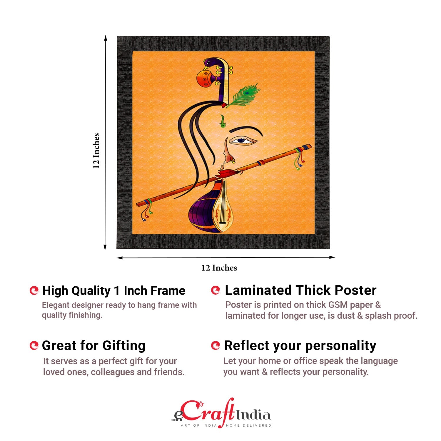 Lord Krishna Matt Texture UV Art Painting Kafalo