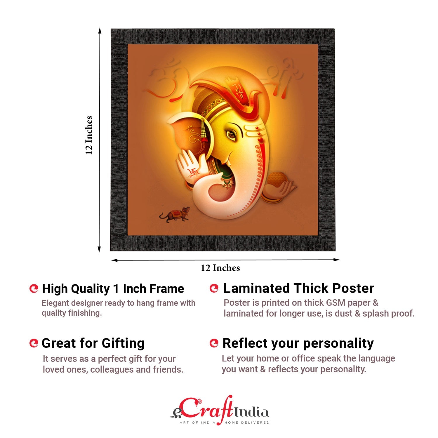 Lord Ganesha Satin Matt Texture UV Art Painting Kafalo