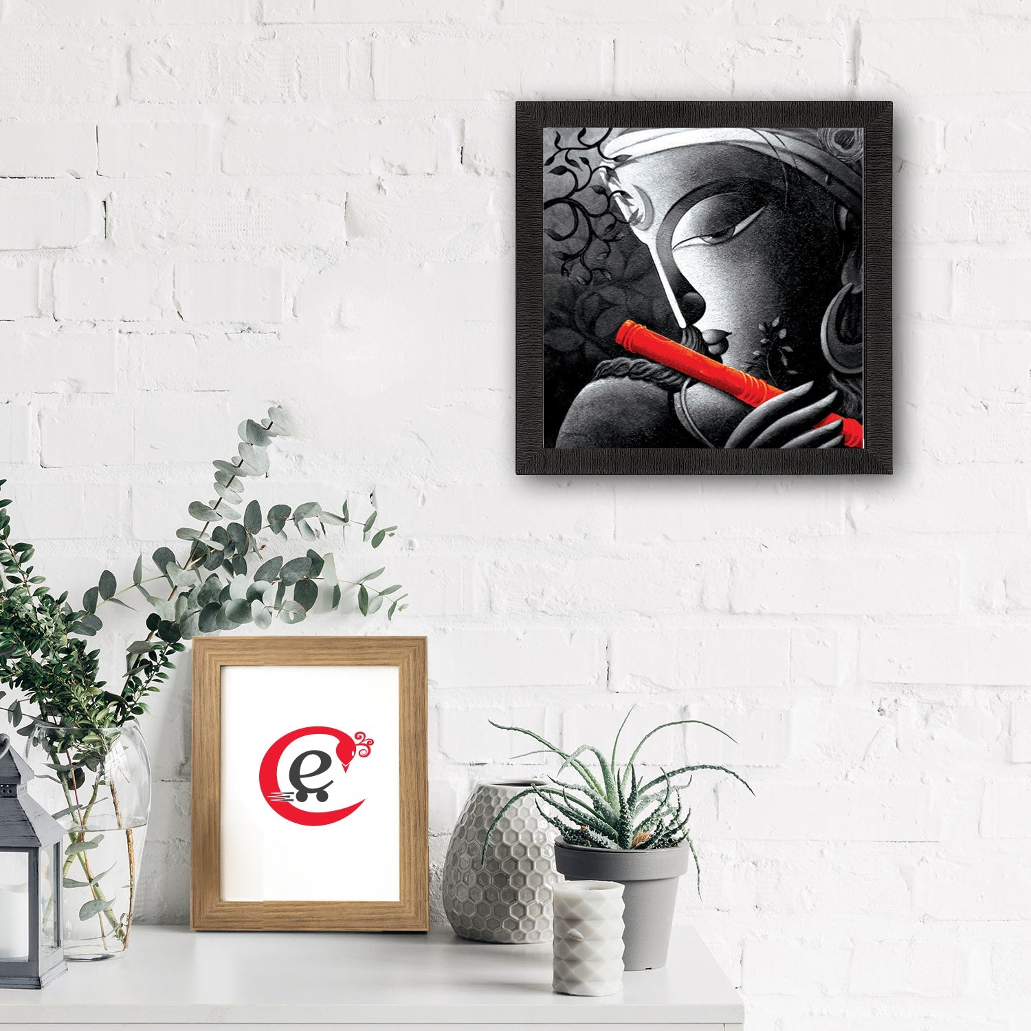 Lord Krishna Playing Flute Painting Digital Printed Religious Wall Art Kafalo