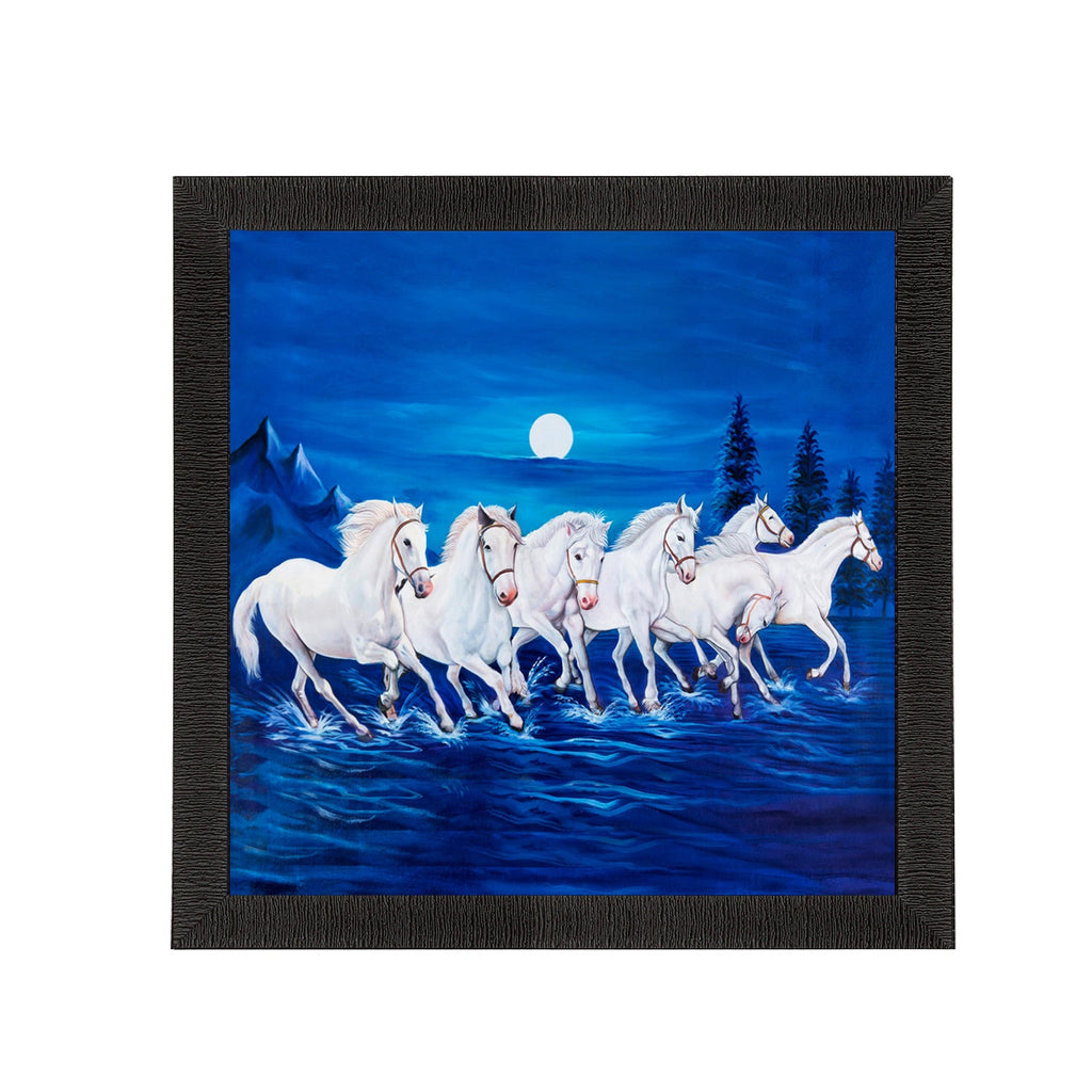 Seven White Running Horses Painting Digital Printed Animal Wall Art Kafalo