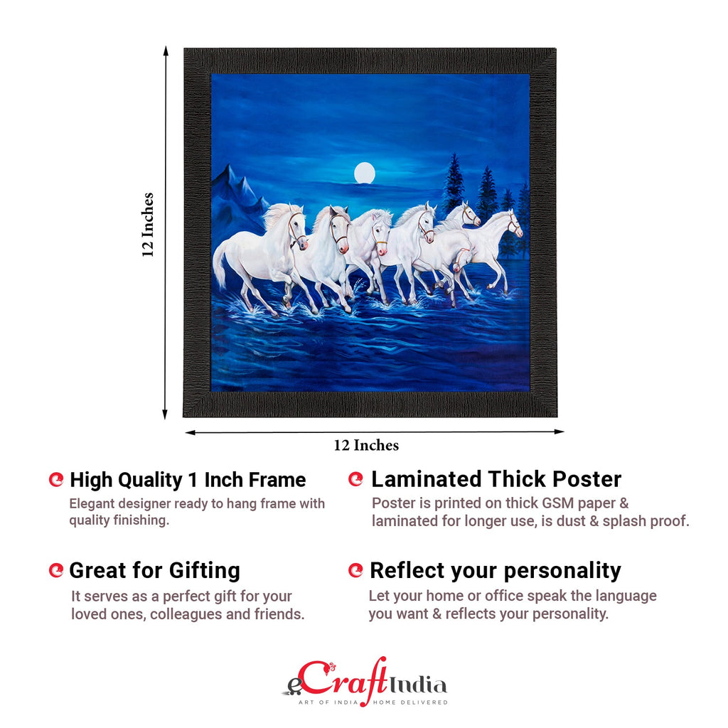 Seven White Running Horses Painting Digital Printed Animal Wall Art Kafalo