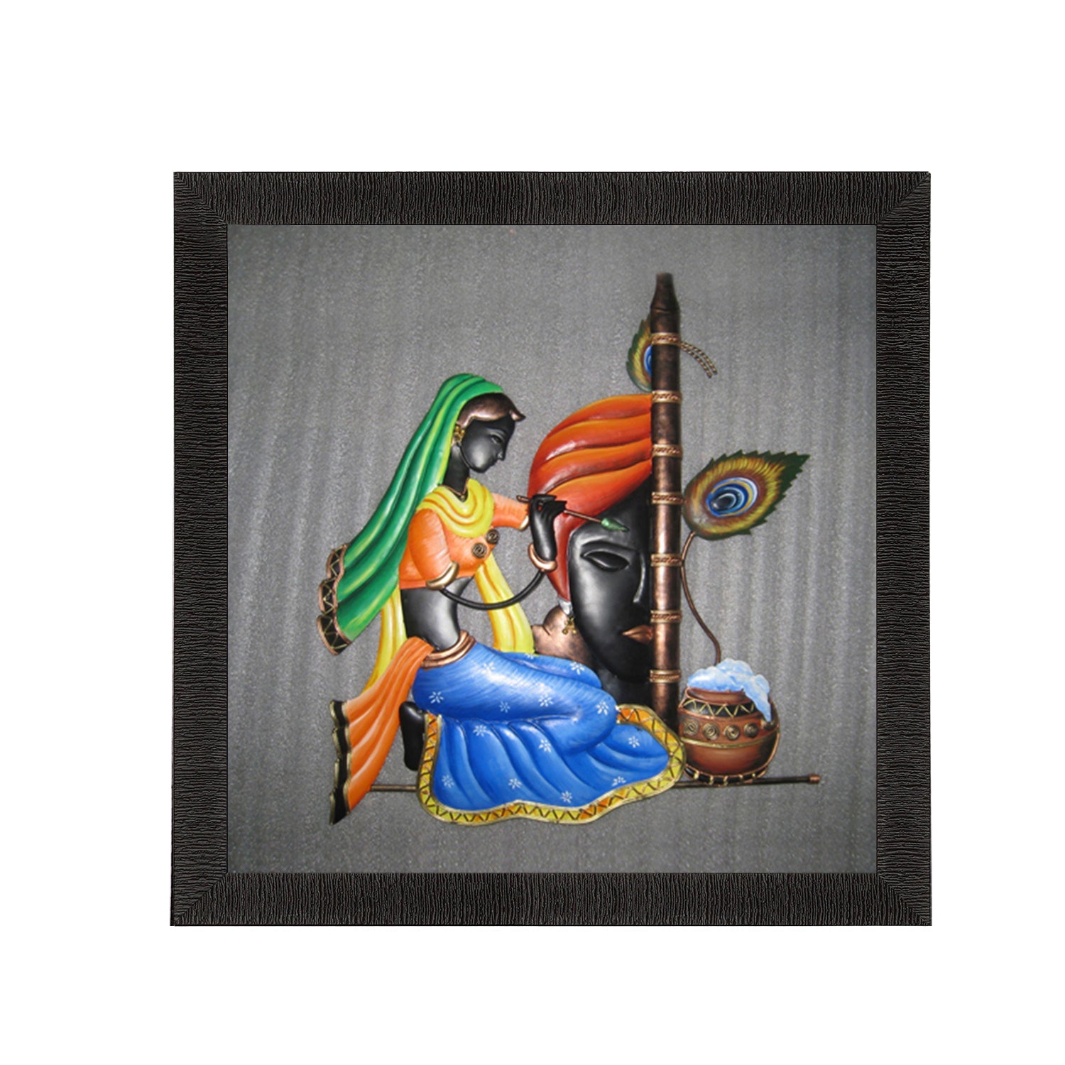 Radha Krishna Painting Digital Printed Abstract Religious Wall Art Kafalo