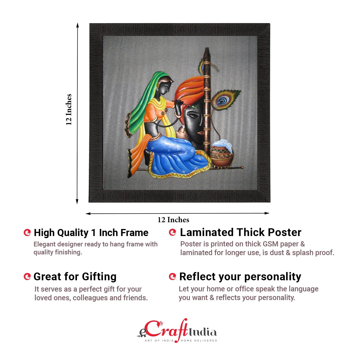 Radha Krishna Painting Digital Printed Abstract Religious Wall Art Kafalo
