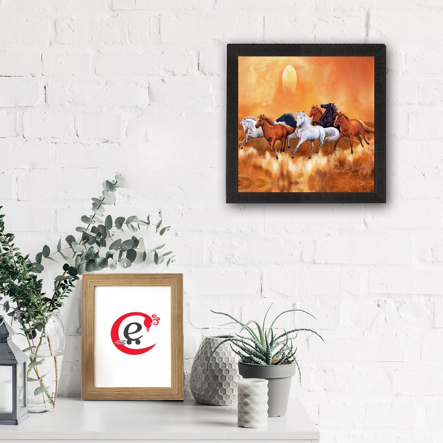 Seven Running Horses Painting Digital Printed Animal Wall Art Kafalo